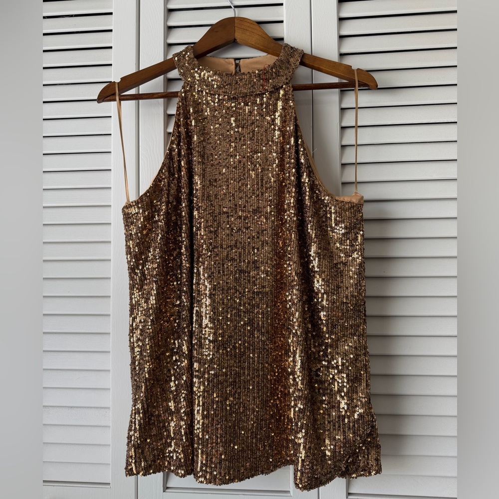 Cable & Gauge Bronze Sequin Top